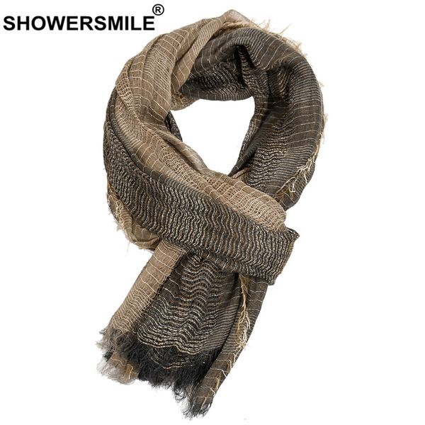 Écharpes SHOWERSMILE écharpe hommes automne hiver Style britannique hommes écharpes Patchwork kaki noir gris marine mâle écharpe 180 cm * 110 cm 230403