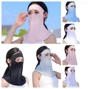 Écharbes Bib Silk Summer Suncreen Mask Veil Anti-UV Face Cover Shield Femmes Randonnée