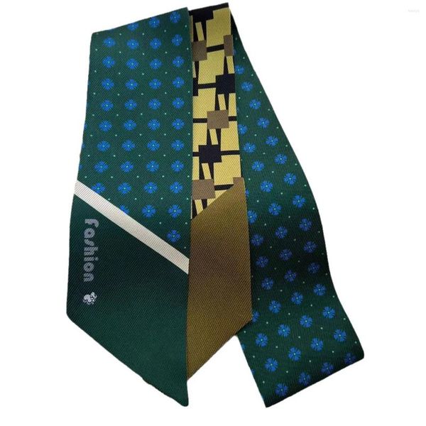 Écharbes Silk Double face imprimé longue écharpe serpeuse à cravate cheveux à la poignet ou sac xh21