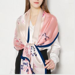 Sjaals zijden hijab sjaal ontwerper bloemen print moslim dames hoofd en sjaals dame luxe longbandana zomer pareo strand stal