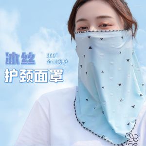 Foulards Soie Masque Oreilles Suspendues En Plein Air D'été Air Cyclisme Serviette De Visage Est Empêche Se Prélasser Dans Uv Châles Cou Ombre Gaze