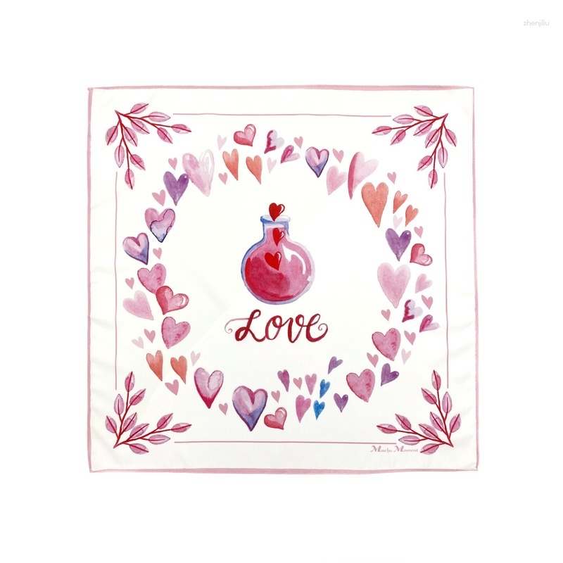 Halsdukar Silk Scarf Pink Magic Bottle Printing Small Square Valentine's Day Gift Sal.