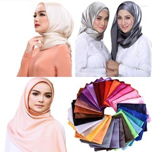 Foulards Soie Carré Écharpe Pour Femmes Cheveux Cravate Bande Bandana Pashmina Solide Couleur Femelle Foulard Musulman Hijab Magasins 90x90 cm