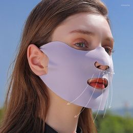 Sjaals Silk Sunscreen Mask Mask Women Men Outdoor Sport fietsen Ademend wasbare Wasbare herbruikbare dubbele laagmaskers Anti-UV Zon Face Cover