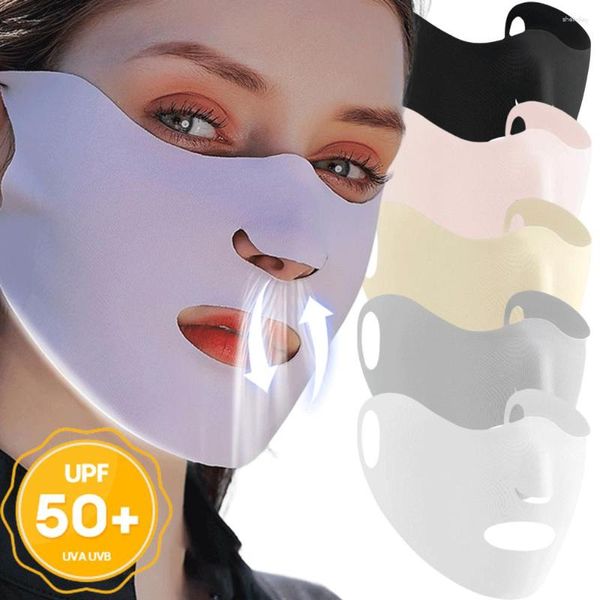 Bufandas Máscara de protección solar de seda Mujeres Hombres Ciclismo al aire libre Lavable Máscaras de doble capa reutilizables Anti-UV Sun Face Cover