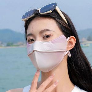 Sjaals Silk Sunscreen Mask Mask Women Outdoor Cycling Wandel Zon Beschermend Gezicht Verstelbaar Ademende Cool Anti-UV-cover