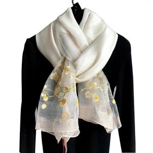 Foulards Soie Femmes Écharpe Laine Châles Lady Wraps Bufanda Floral Pashmina Broderie Foulard En Gros Hijab Long Bandana