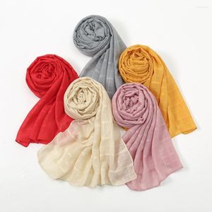 Bufandas Hijabs de rejilla plateada Mujer Color sólido Musulman Islámica Diadema femenina Pavo Glitter Head Cover Wraps para mujeres 180 75cm