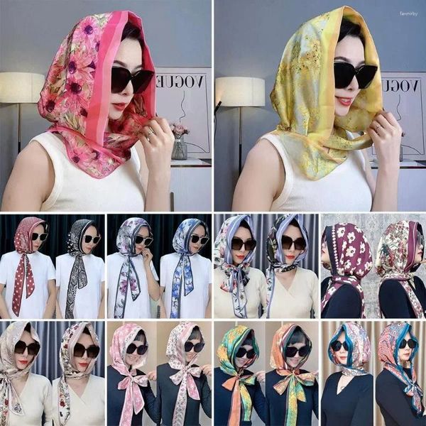 Écharpes simulation Silk musulman turban d'été respirant le foulard résistant au soleil