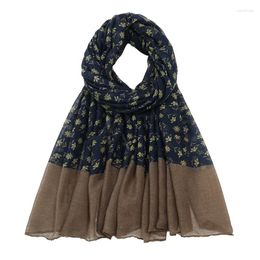 Foulards Petit Floral Balinais Coton Ligne Écharpe Femmes Imitation Bib Wraps Femelle Fleur Imprimer Musulman Gaze Châles