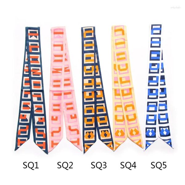 Foulards Petit foulard en soie pour femmes sportives double face impression géométrique poignée sac rubans marque 5 100 cm de long en gros