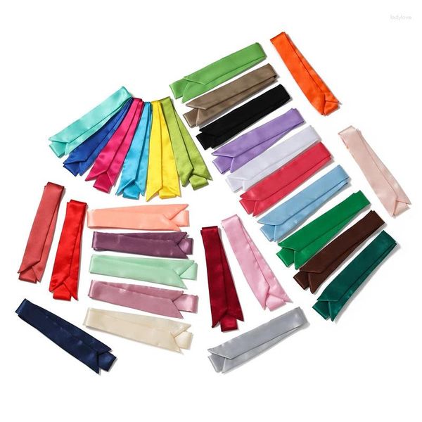 Foulards Petit foulard en soie Sac à poignée solide Rubans Bandeau Femme 2024 Mode Satin Hair Tie Long DIY