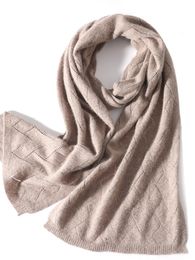 Sjaals zachte niet-irriterende 100% wol warm gebreide sjaal diamant openwork licht pashmina nek warmer vaste kleur vrouwen accessoires 230811