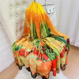 Écharpes Foulards en soie douce pour femmes hiver chaud Pashmina châle concepteur grand papillon imprimé Cape Femme longue couverture plus taille 268A