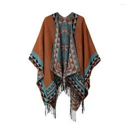 Sjaals Zachte textuur Sjaal Vintage print Kwastje Onregelmatige zoom Dames Cape Poncho Geometrisch Contrast Kleur Imitatie Kasjmier Herfst