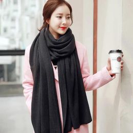 Foulards doux hiver mâle pour filles couleur unie épaissie châles tricotés coréen longs enveloppes pour femmes