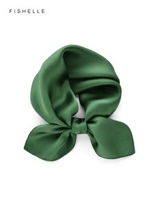 Foulards Couleur unie Armée Vert Soie Naturelle Petit Écharpe Carrée Écharpe Satin Hijab Hommes Printemps Automne Mouchoir Cadeaux 230927