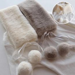 Foulards de couleur unie fausse fourrure pour femmes peluche douce boule de cheveux à lacets anneau de cou hiver épaissi chaud fourrure plus chaude