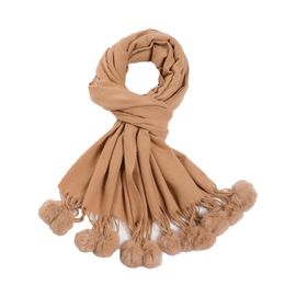 Sjaals effen kleur imitatie kasjmier monochrome hangende haarbal mode sjaal dames match warm op voorraad 230825