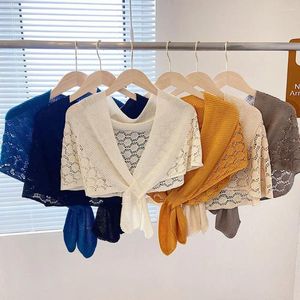 Sjaals effen kleur gebreide holle sjaals mode weefkruis knoop zonnebrandcrème Koreaanse stijl blouse schouder nep kraagreizen