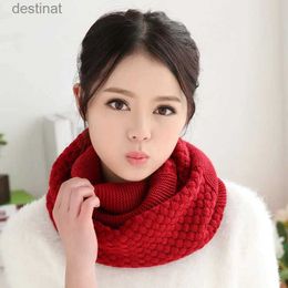 Écharpes Couleur unie tricoté Snood pour les femmes hiver épais chaud cou écharpe femme mode infini foulards col bénitier BufandasL231104