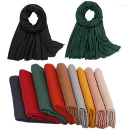 Foulards couleur unie musulman Hijab foulard châles islamique Turban bandeau arabe Shayla malaisie chapeaux femmes Pashmina accessoires