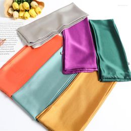 Foulards couleur unie foulard cheveux longs femme soie Satin cou écharpe pour femmes 14 145 CM mode bandeaux sac uni 2023