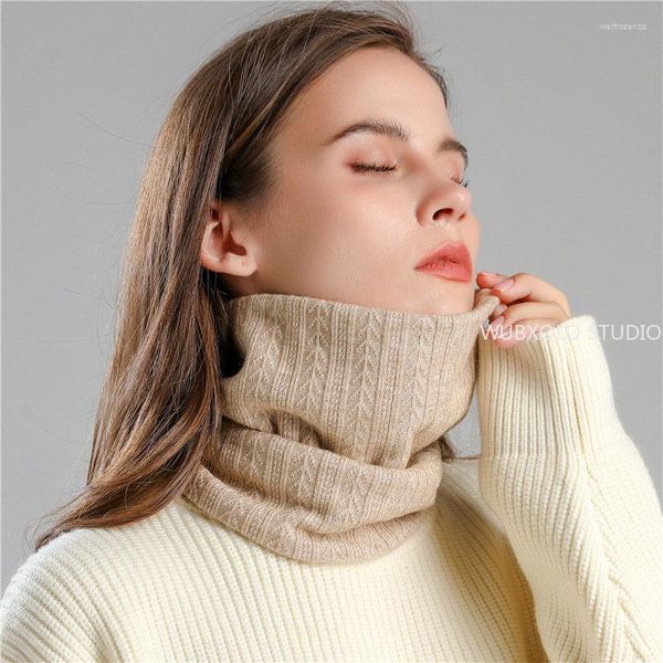 Écharpes couleur unie foulard chaud laine écharpe pour femmes hiver tricoté doux écharpes dames mode cou Snood filles garçon