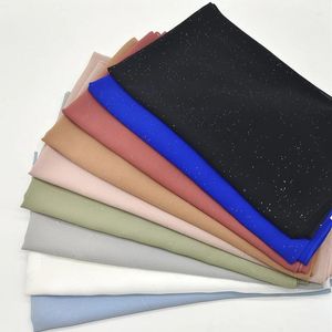 Sjaals Effen Kleur Shimmer Lange Sjaal Vrouwen Moslim Arabische Hoofddeksels Chiffon Hijab Headwrap Sjaals Tulband Maleisië Hoofddoek 170 70cm