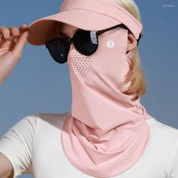 Foulards Masque de soie de couleur unie Été Visage Protection UV Protection Solaire Écharpe Cou Wrap Couverture Sun Preuve Bavoir