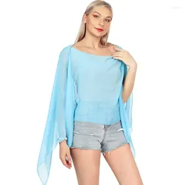 Foulards Couleur unie Crème solaire Châle respirant Protection UV Cardigan en mousseline de soie Cardigan d'été Beach Bikini Cover Up Soie légère