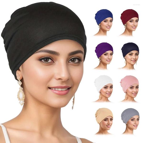 Écharpes écharpe à tête de chapeau turban à couleur unie solide pour femmes de bonnet des femmes causales.