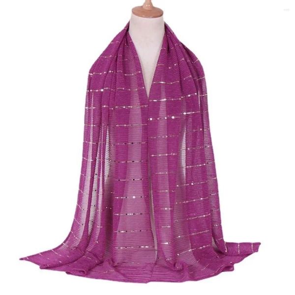 Foulards couleur unie mariages robe de soirée foulard musulman foulard en soie femme châle paillettes rayure style coréen