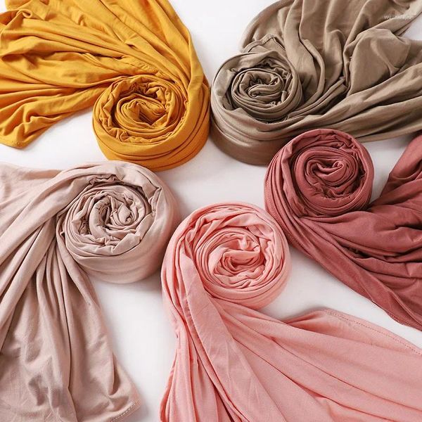 Bufandas de color sólido envoltura para mujeres bufanda pañuelo musulmán hijab chales islámicos chales africanos turbante para el cuidado del cabello