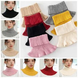 Bufandas Color sólido Envolturas Cuello alto Cuello falso Acanalado Mantón de invierno Punto Babero Accesorios para bufandas Lana de estilo coreano