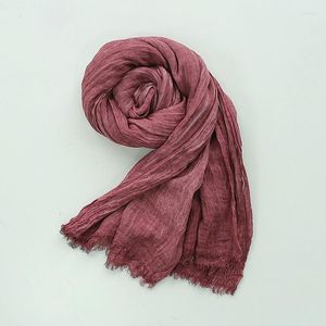 Bufandas color sólido de algodón arrugado para mujeres hombre otoño invierno bufanda suave bufanda bufanda dama de moda