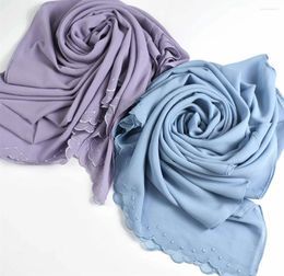 Foulards couleur uniemusulman malaisien foulard floral Sulam broderie tudung écharpe en mousseline de soie châle dessins à la main hijab pour les femmes