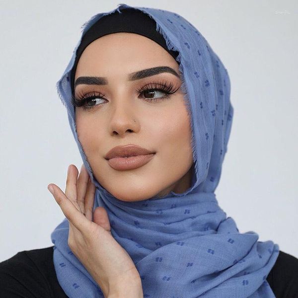 Bufandas Bufanda de algodón sólido Mujeres musulmanas Hijab Chal negro Largo Suave Transpirable Envolturas para la cabeza Foulard Bandana Turban Ramadan