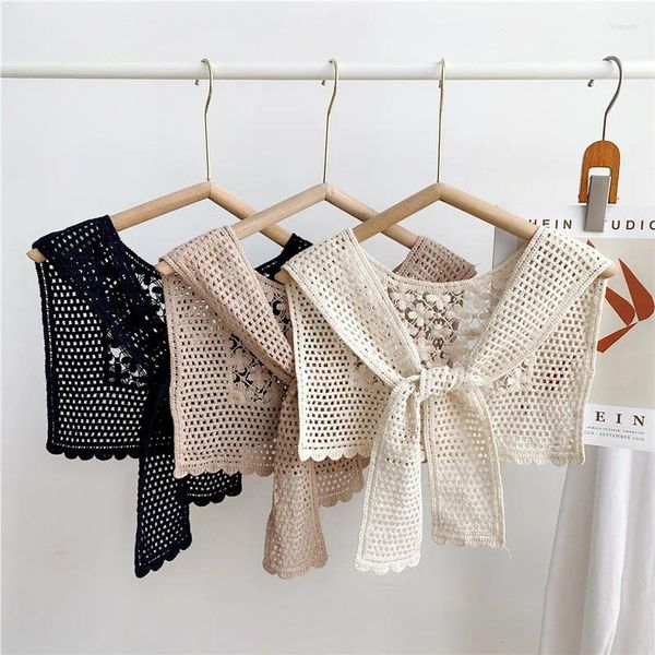 Bufandas Sólido Crochet Hollow Lace Chales Camisas Blusa Vestido Decoración Bufanda Collares Desmontables Mantón De Hombro Para Mujeres Niñas