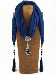 Foulards bijoux solides déclaration collier pendentif écharpe tête femmes Foulard Femme accessoires musulman Hijab Stores6259407