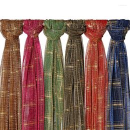 Sjaals massieve geruite sjaal met Golden Lurex Line gewoon hoofd voor dames sjaal feestkleding glitter dameshoofdscarf 200 53cm