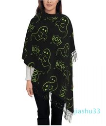 Foulards Spooky Ghost Halloween Écharpe pour femmes Hiver Automne Pashmina Châles et Wrap Horreur Long Grand Châle Dames