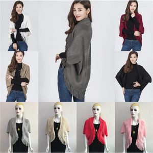 Bufandas Punto Otoño e invierno Estilo coreano Suéter de mujer Chaqueta de punto Abrigo Mujer Cabo con flecos Mantón al por mayor