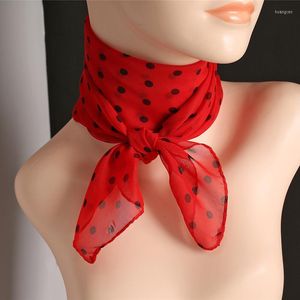 Sjaals lente zomer vrouwen chiffon polka dot sjaal dames hoofd nek vierkant zijden sjaals vrouwelijk haar banden banden nek