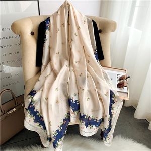 Foulards printemps voyage foulard en soie pour femmes Pashmina imprimer châle enveloppes chaud plage étoles musulman foulards Hijab Bandana 2023