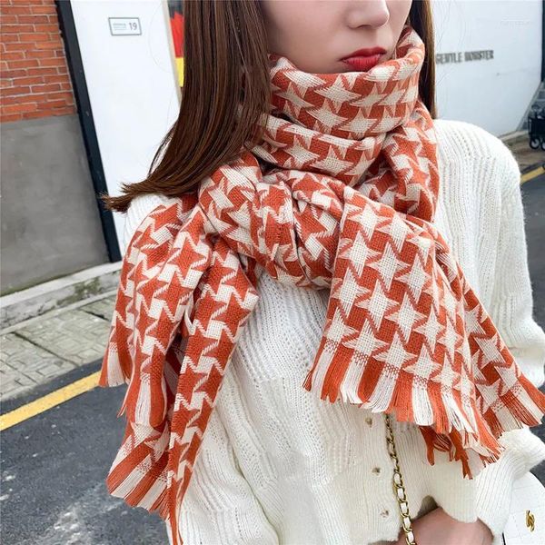 Écharpes Starbird Grid 2023 Hiver Chaud Pashmina Cachemire Écharpe Femmes Style Mencolorful Plaid Designer Cou Wrap Tricoté Gland