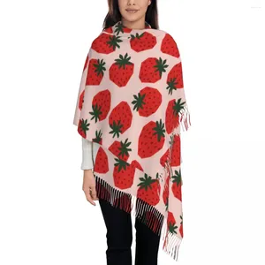 Sjaals Aardbei Leuke Sjaals Wraps Voor Vrouwen Winter Warm Grote Lange Sjaal Fruit Anime Cartoon Pashmina Kwastje