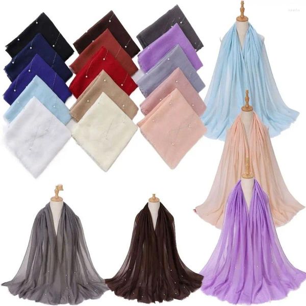 Bufandas Stretch Head Wrap Mujeres Niñas Headwear Musulmán Bonnet Plain Jersey Hijab Bufanda Mantón Diamante