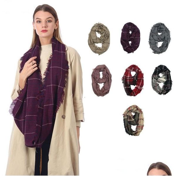 Foulards Rayures Impression Foulards Rue Garder Au Chaud Femmes Polyvalent Nouvelle Tendance Écharpe De Mode Automne Hiver Europe Amérique 11 5Ym M2 Drop D Dhkzm