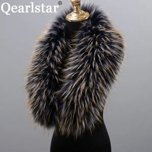 Foulards Style Fausse Fourrure Col 100% Haute Qualité Fourrure Écharpe Super Luxe Mode Femmes Hommes Col Vestes Capot Châle Wraps ZH04 231031